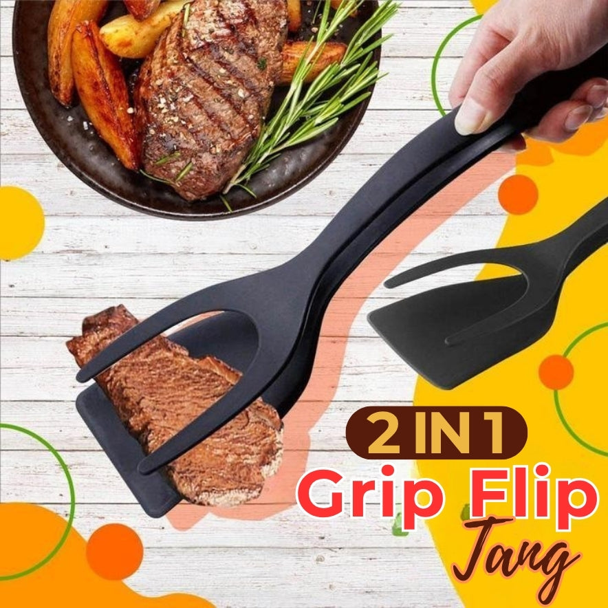 🥩 2-in-1 Spateltang – hittebestendig siliconen en antisliphandvat