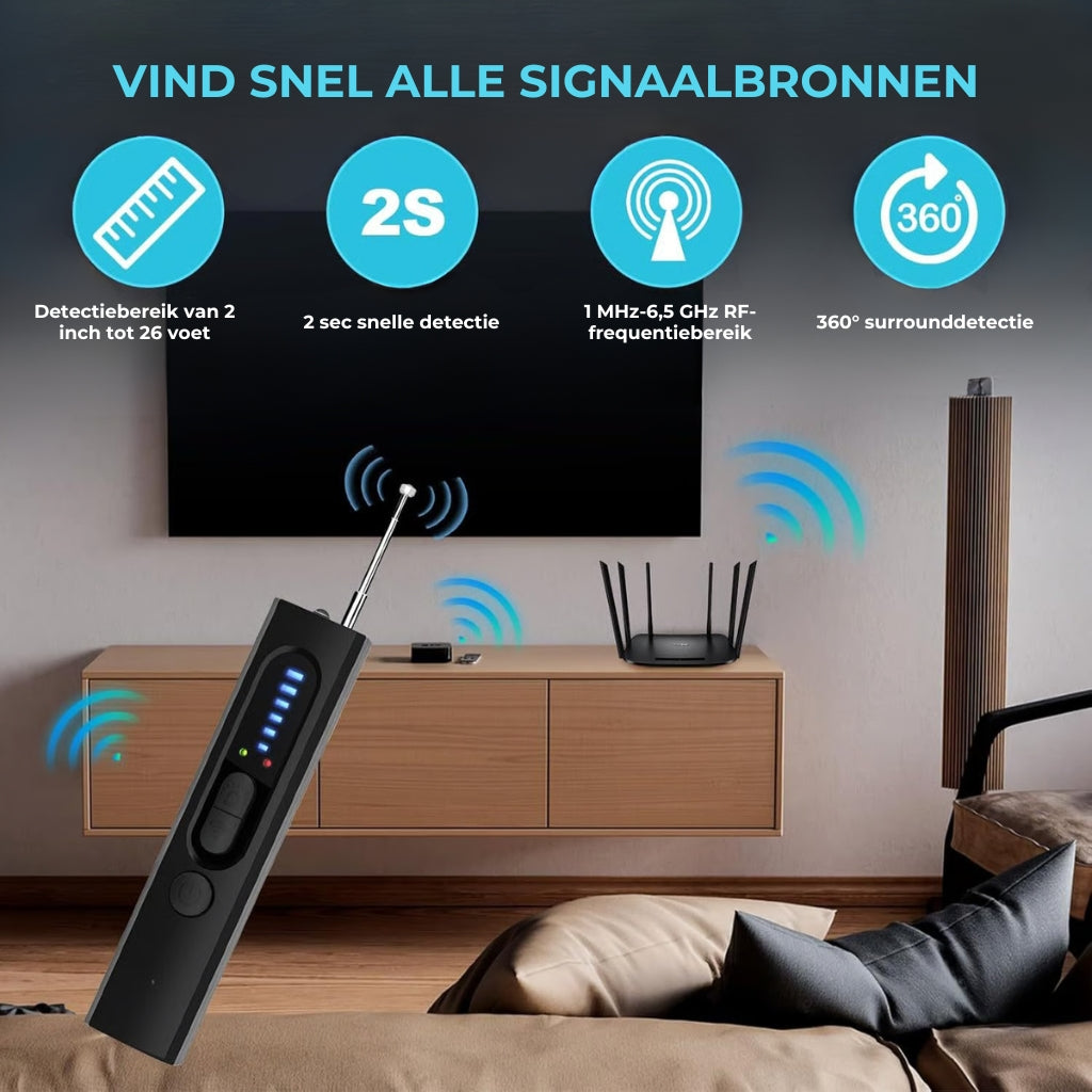 Verborgen camera-detector, GPS-tracker-detector en RF-signaalscanner
