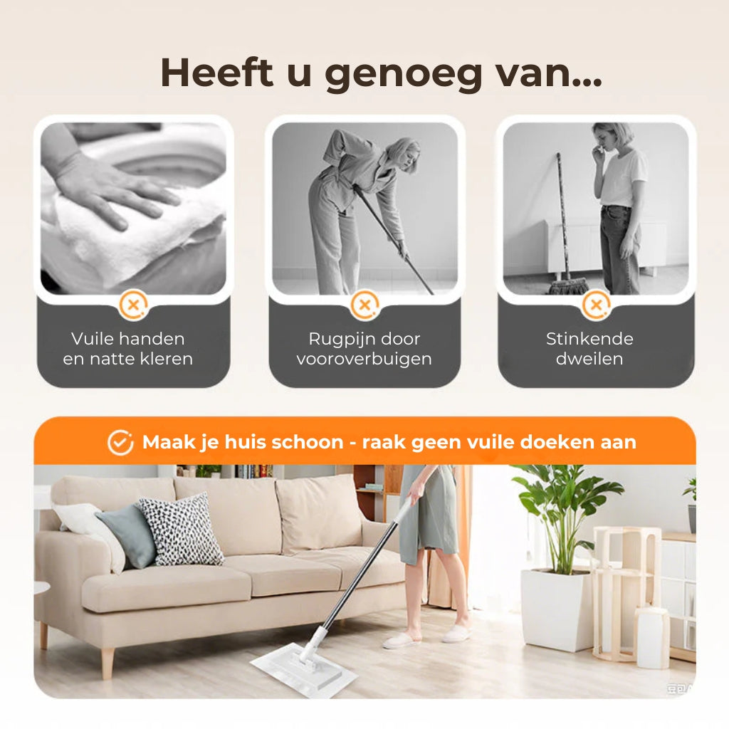 Vastklemmende Dweilmopset met Drukmechanisme