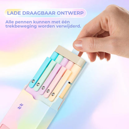 5-delige gelpennen met kleurverloop – 0.5 mm sneldrogende carboninkt