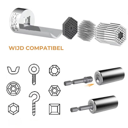 Universele Dopsleutel Set met Booradapter 7–19 mm