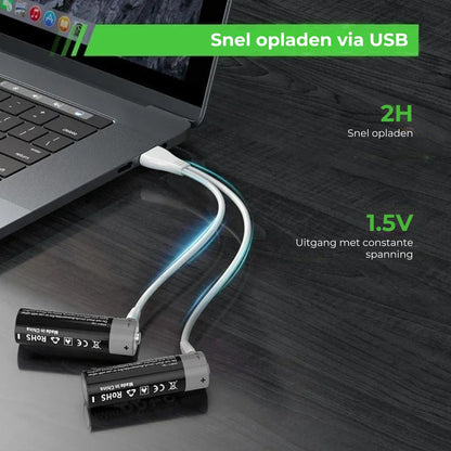 Oplaadbare Lithium Batterijen AA - 2 Stuks