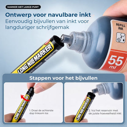 Waterbestendige Markers met Lange Punt – Voor Diepe Gaten tot 45 mm