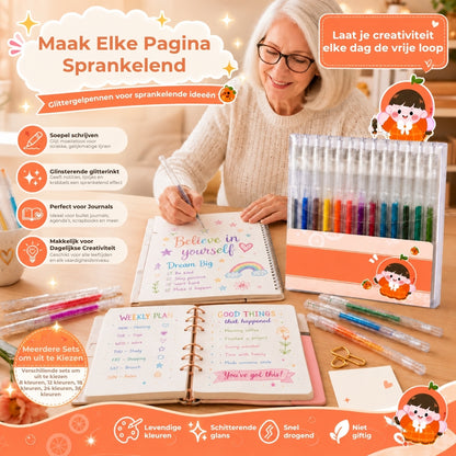 Vlekbestendige Glittergelpennenset