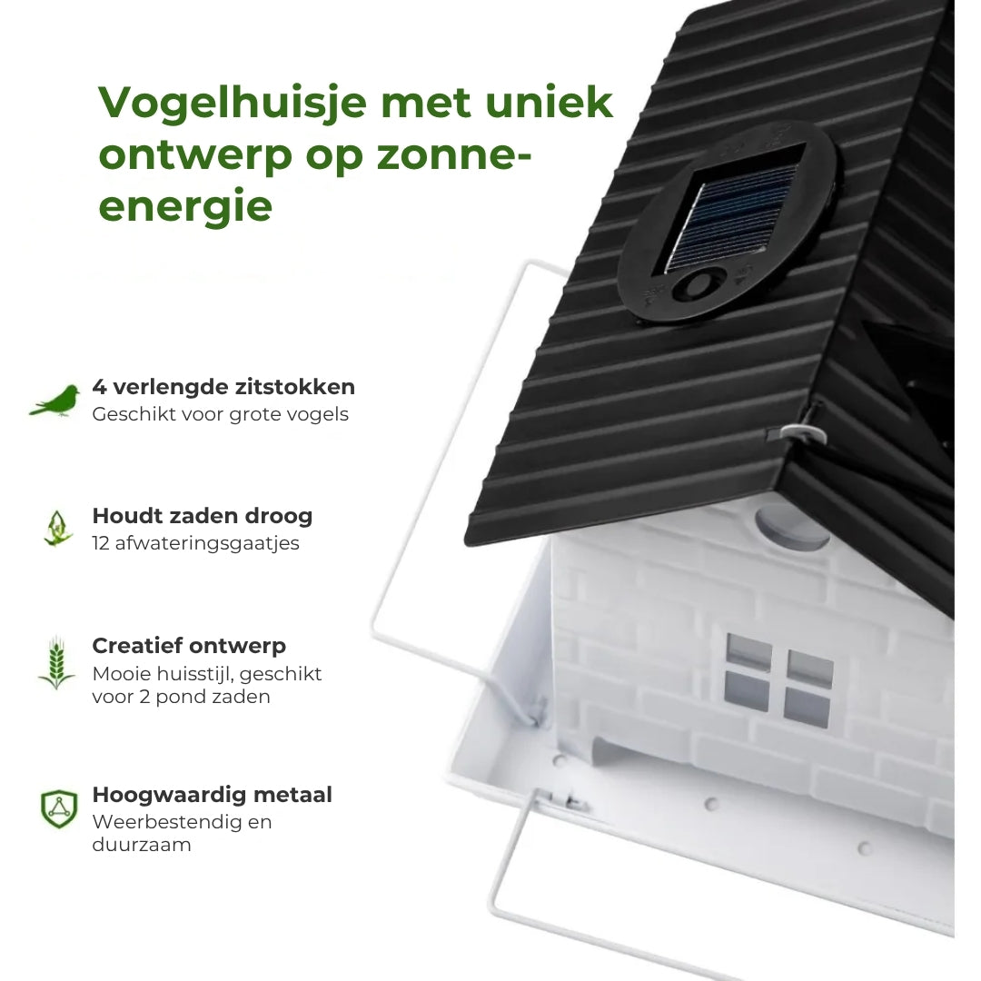 🕊️ Zonne-Energie Vogelhuisje - Automatische Verlichting