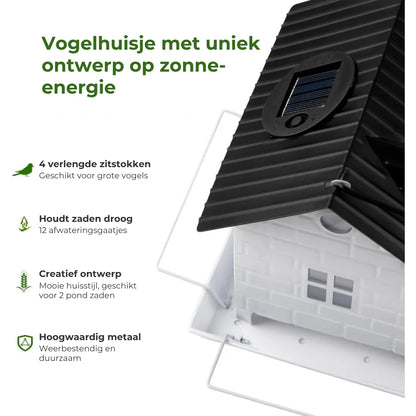 🕊️ Zonne-Energie Vogelhuisje - Automatische Verlichting