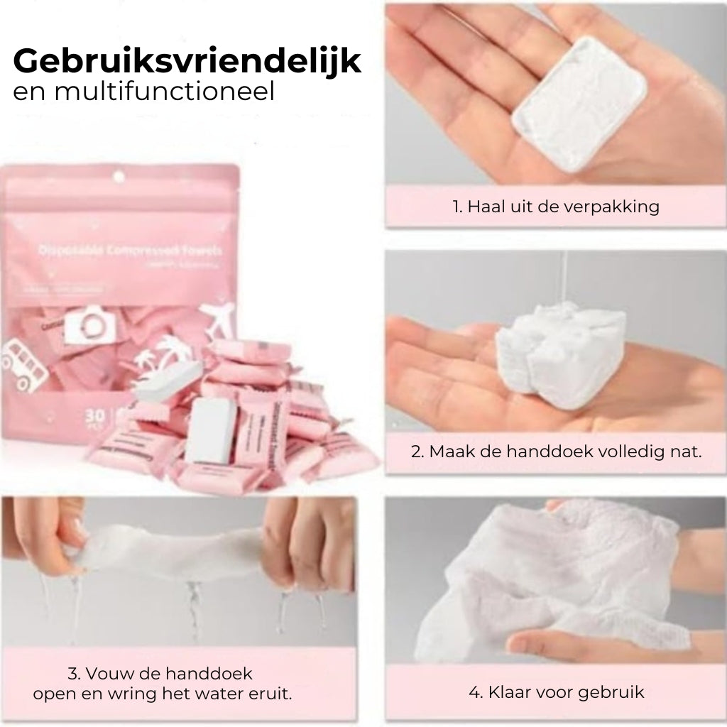 Gecomprimeerde katoenen handdoeken