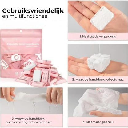 Gecomprimeerde katoenen handdoeken