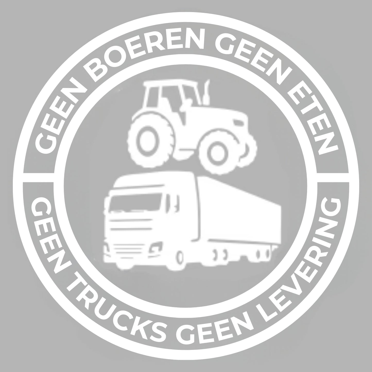 Geen boeren geen eten; geen trucks geen leveringen Vinylsticker – 140 mm sticker