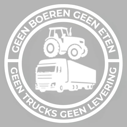 Geen boeren geen eten; geen trucks geen leveringen Vinylsticker – 140 mm sticker