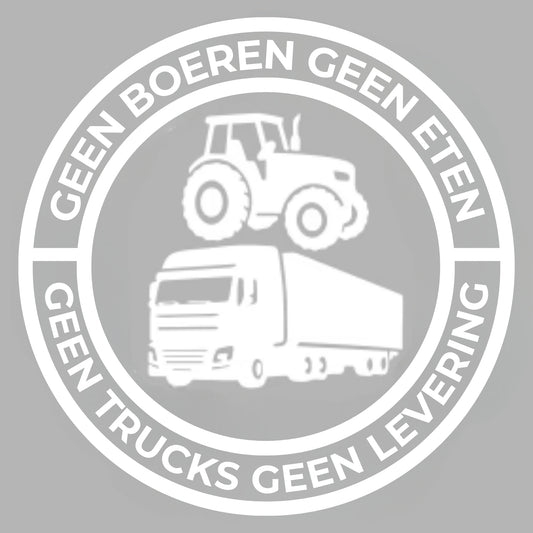 Geen boeren geen eten; geen trucks geen leveringen Vinylsticker – 140 mm sticker