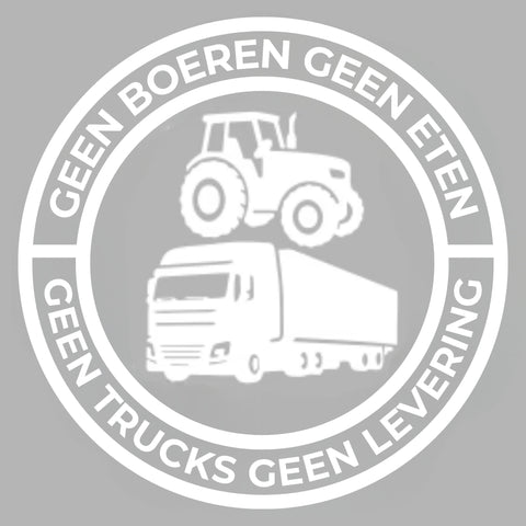 Geen boeren geen eten; geen trucks geen leveringen Vinylsticker – 140 mm sticker