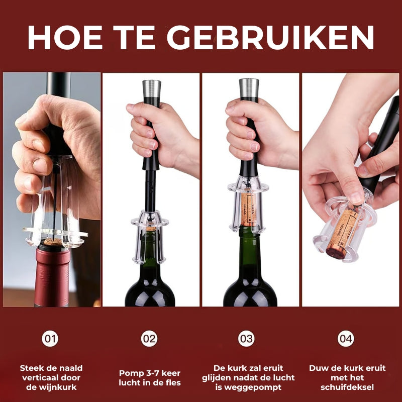 Luchtpomp kurkverwijderaar wijnflesopener set