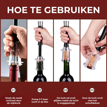 Luchtpomp kurkverwijderaar wijnflesopener set