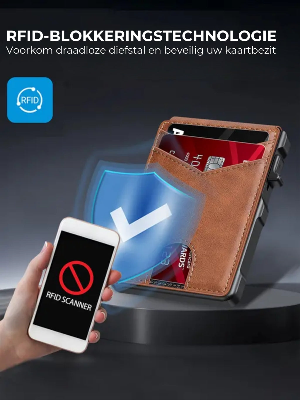 Pop-up Herenportemonnee, RFID-blokkering en geldclip