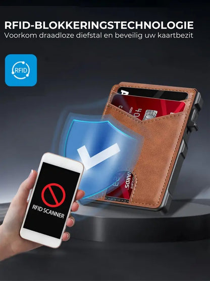 Pop-up Herenportemonnee, RFID-blokkering en geldclip