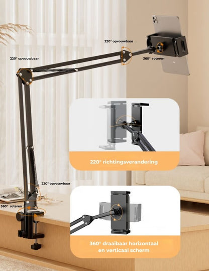 UGIFT Bureau & Bed Telefoonhouder - Verstelbaar met lange armclip