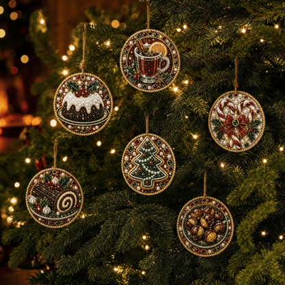 DIY Parel-Diamant Kerstornament Set - 6 Stuks