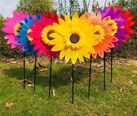 Kleurrijke zonnebloemwindmolen - voor decoratie in de tuin🌻