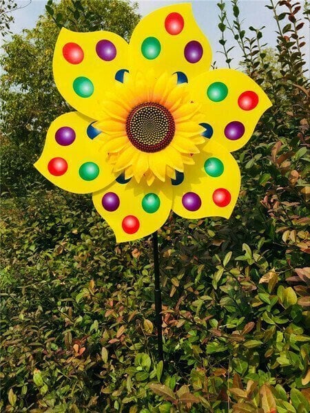 Kleurrijke zonnebloemwindmolen - voor decoratie in de tuin🌻