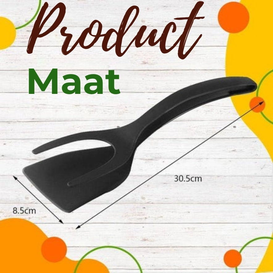 🥩 2-in-1 Spateltang – hittebestendig siliconen en antisliphandvat