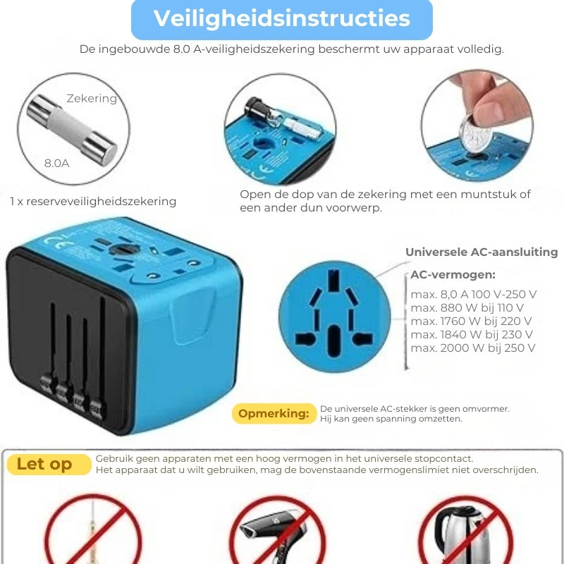 Alles-in-één reislader-omvormer - +150 landen
