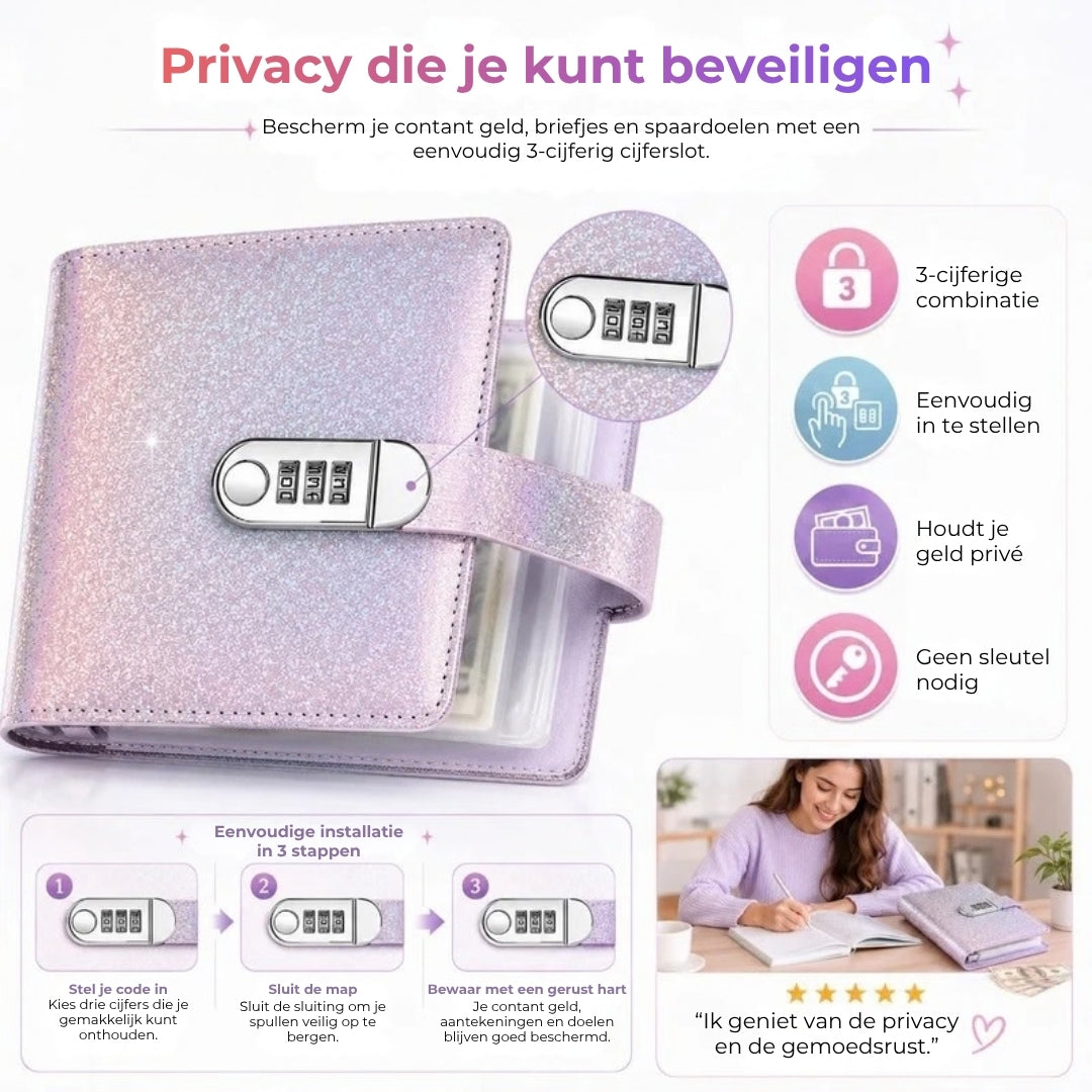 Glitter Spaarboekje met Codeslot