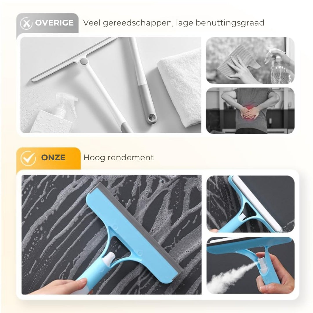 3-in-1 Ruitenreiniger met Ingebouwde Spuitfles