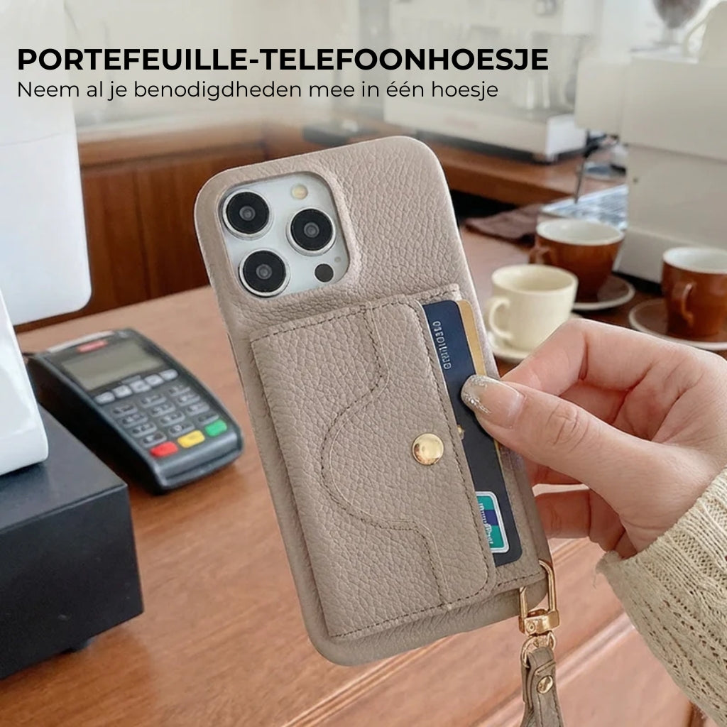 🔥📱 iPhone Dames Telefoonhoes - Ingebouwde Portemonnee