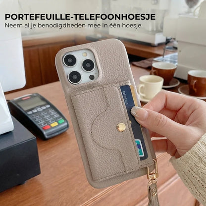 🔥📱 iPhone Dames Telefoonhoes - Ingebouwde Portemonnee