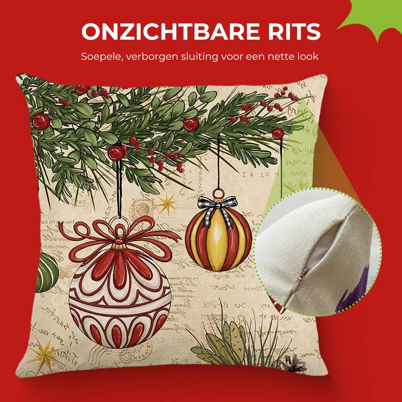 Kussenhoes met kerstmotief