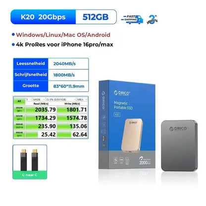 2TB Magnetische Draagbare Geheugenstick SSD