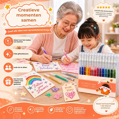 Vlekbestendige Glittergelpennenset