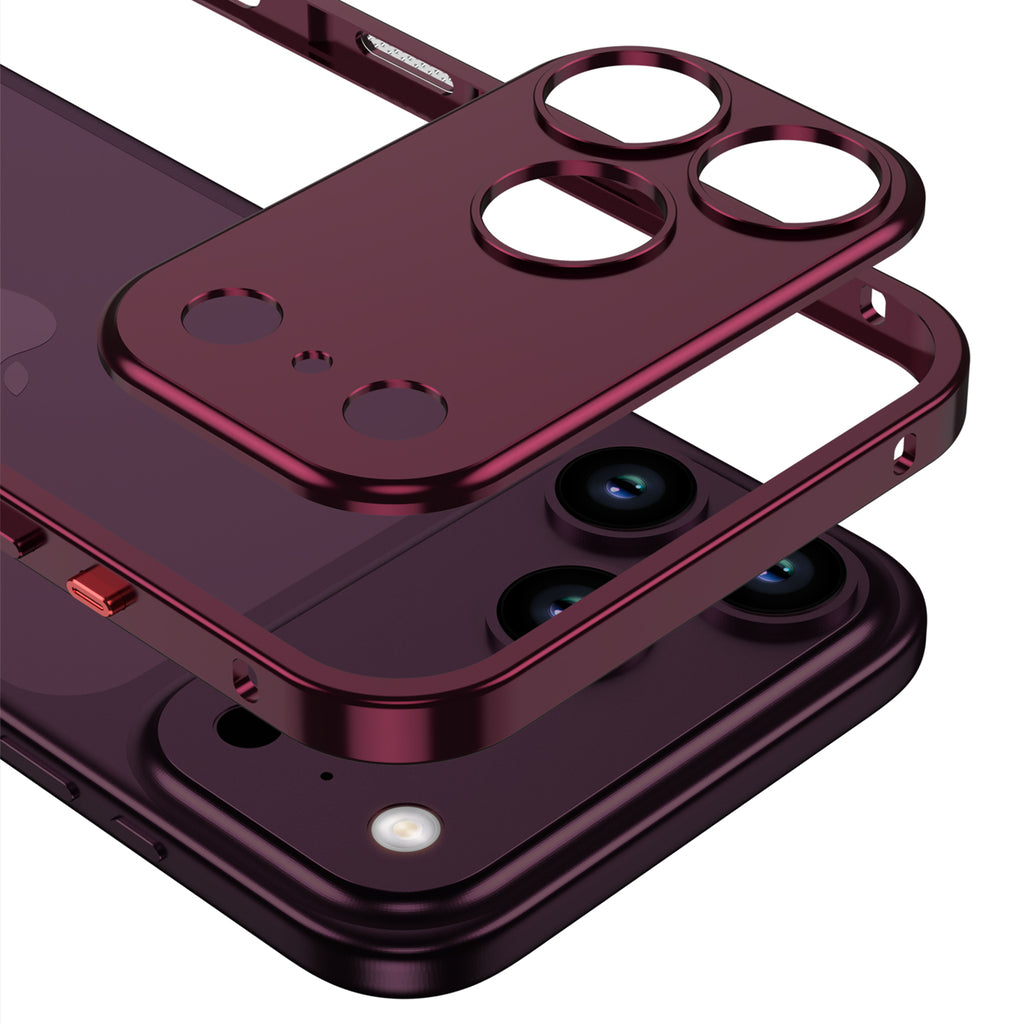 Metalen Bumper iPhone Hoesje met Camera Lens Bescherming en Transparante Achterkant