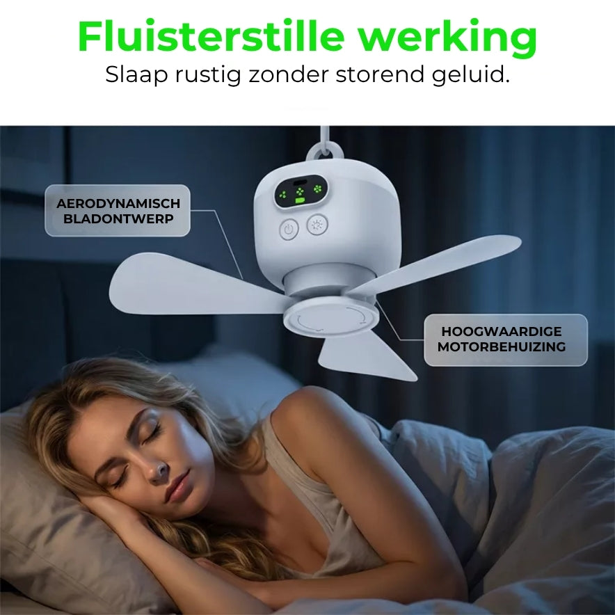 Oplaadbare Ventilator met LEDverlichting – Overal verkoeling en helder licht ✨
