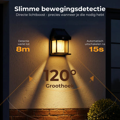 Zonne-wandlamp – Bewegingssensor & weerbestendig