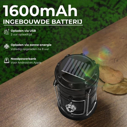Zonne-energie + USB Campinglantaarn en -zaklamp