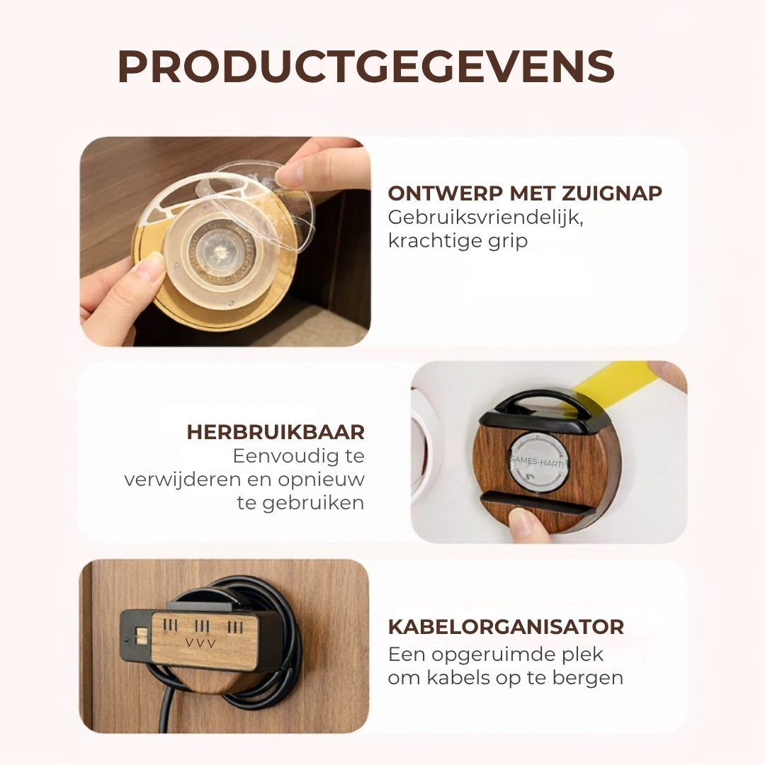 Verlengkabel Organizer met Zuignap