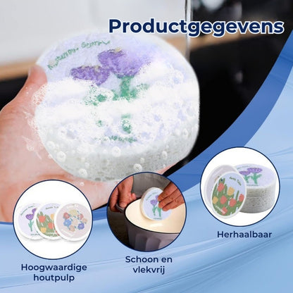 Absorberende Houtpulpspons met Bloemenprint