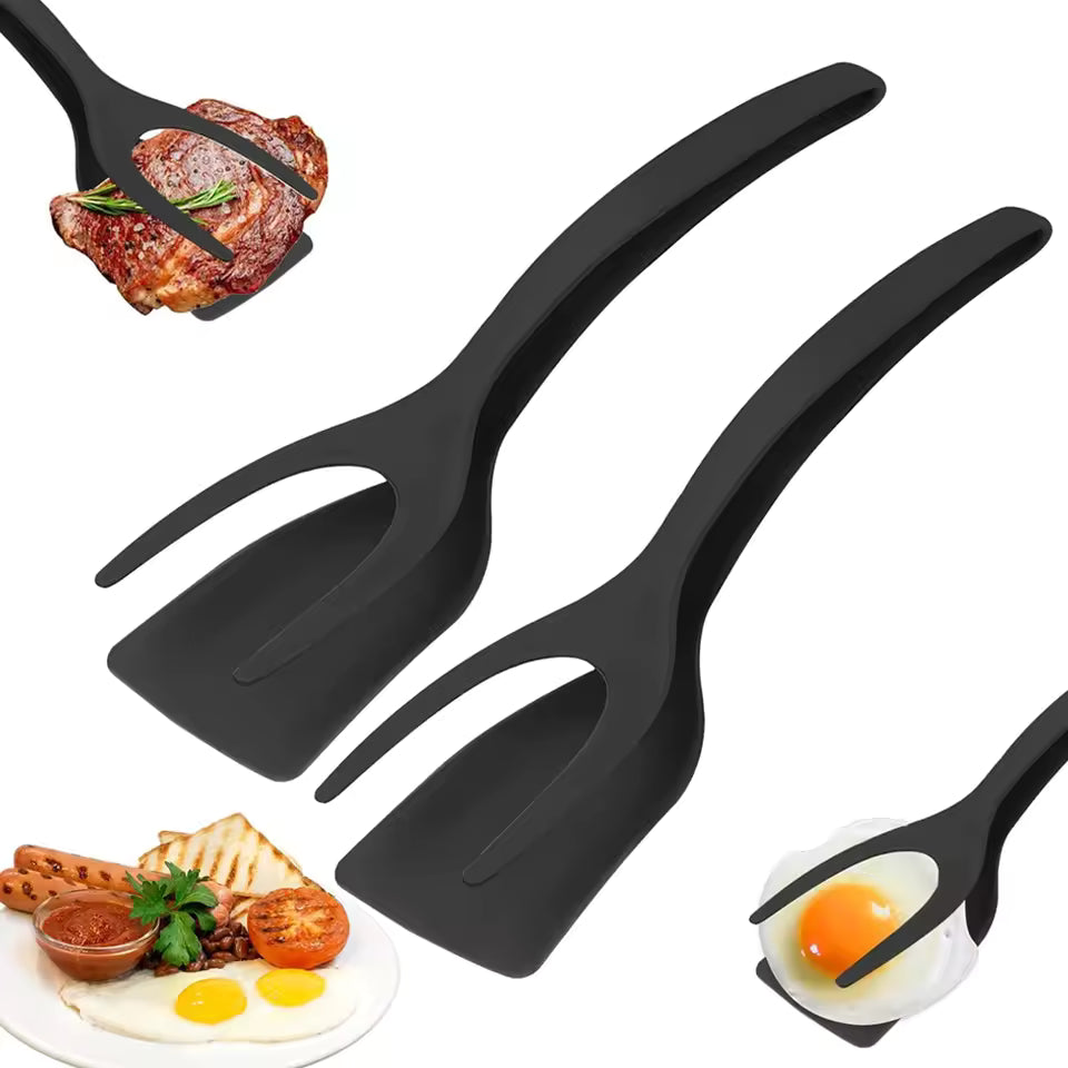 🥩 2-in-1 Spateltang – hittebestendig siliconen en antisliphandvat
