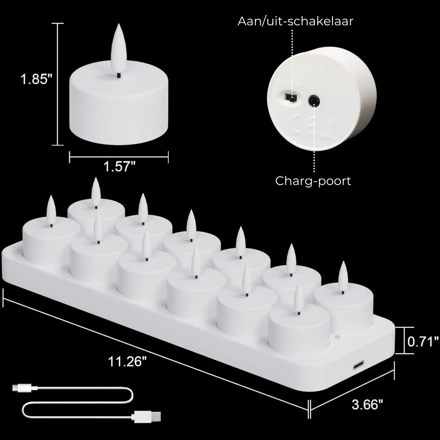 Oplaadbare LED-theelichtjes (zonder vlam) – Creëer een gezellige sfeer – zonder brandgevaar