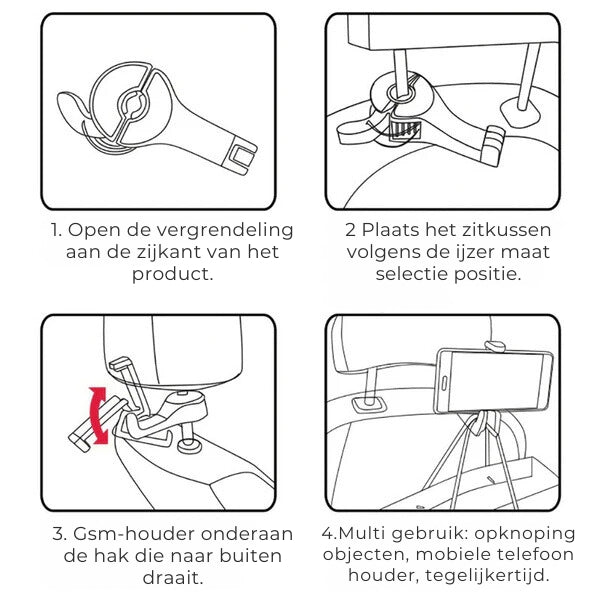 Autohaak voor Hoofdsteun