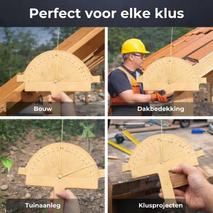Houten hulpmiddel voor directe hoekmeting