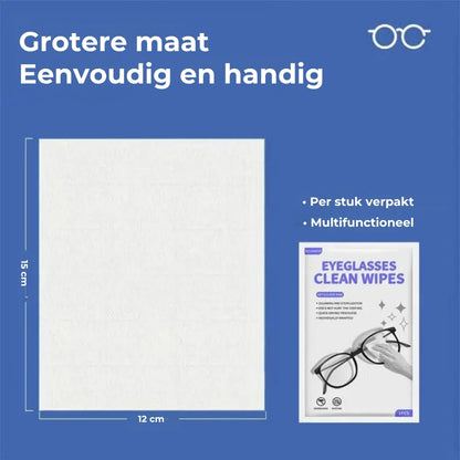 Brilglazen schoonmaakdoekjes tegen aanslag (100 stuks)