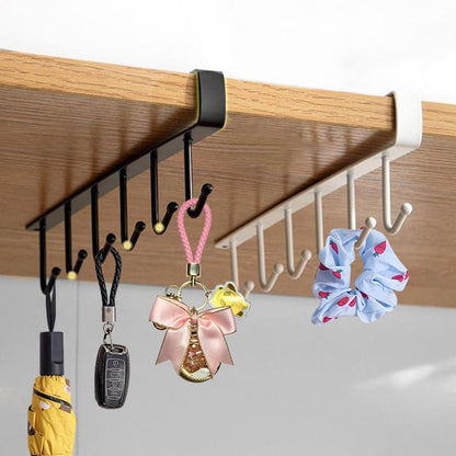 Ruimtebesparende opberghouder met 6 haken