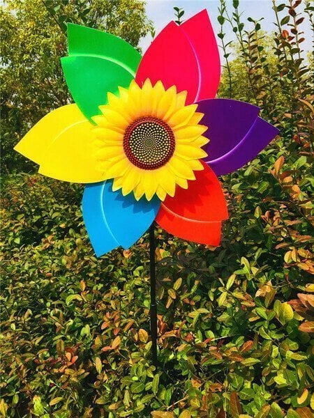 Kleurrijke zonnebloemwindmolen - voor decoratie in de tuin🌻