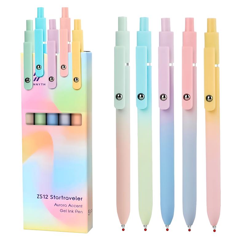 5-delige gelpennen met kleurverloop – 0.5 mm sneldrogende carboninkt