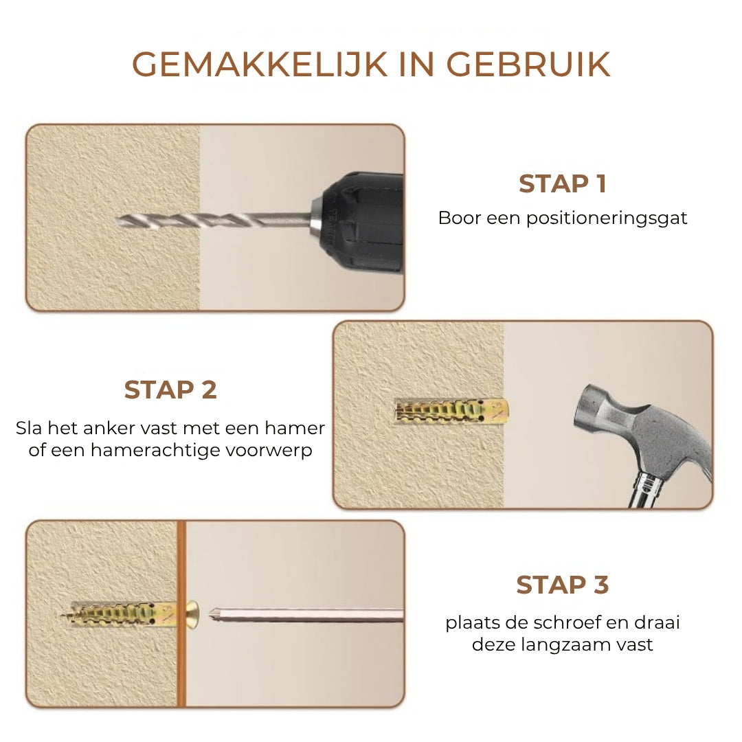 Stalen M6 Ankers voor Zwaar Gebruik - 50 Stuks