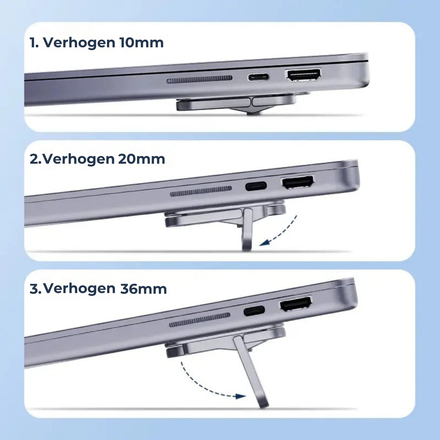 Onzichtbare laptopstandaard van aluminium (2st)