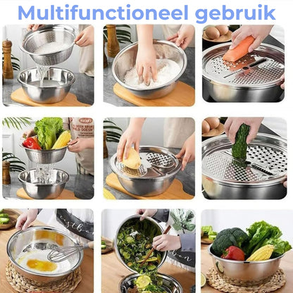 3-in-1 roestvrijstalen wastafelset